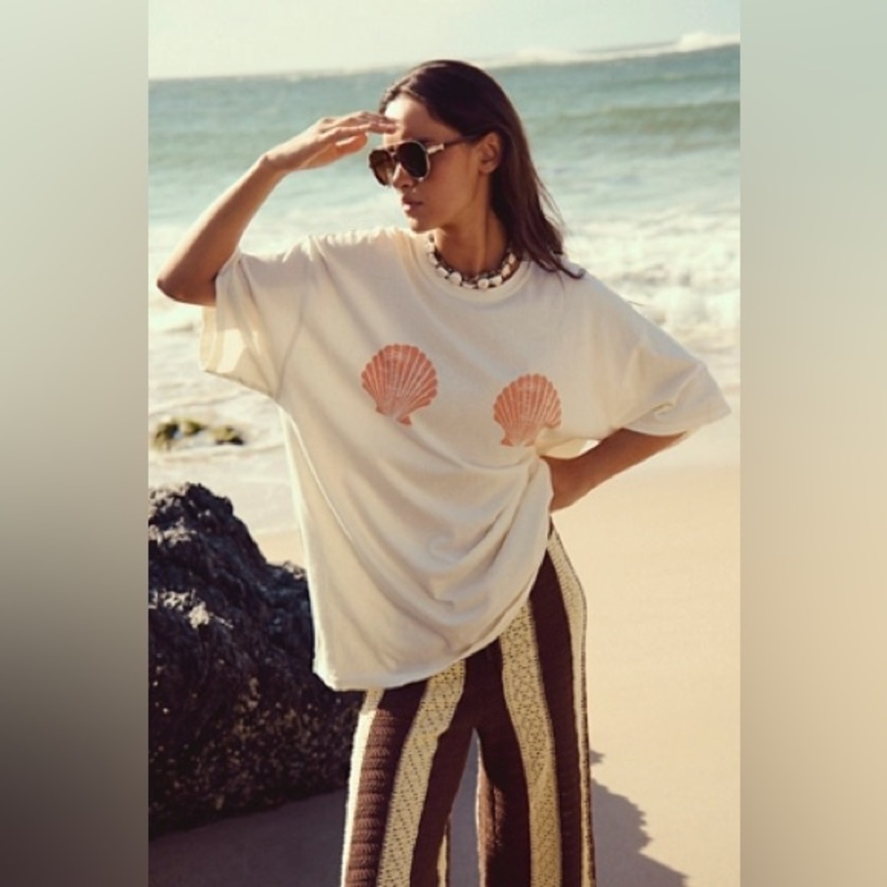 Free People Shell Tee Ivory Combo | 100% Cotton